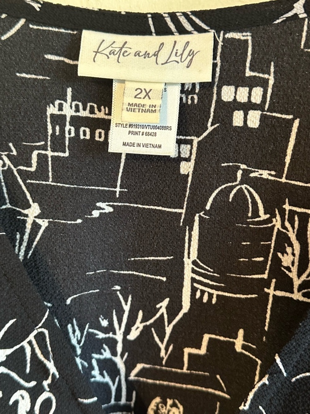 Kate & Lily Black/White Venice Paris Print Flowy Comfy Travel Midi Dress Sz 2X - Picture 4 of 11